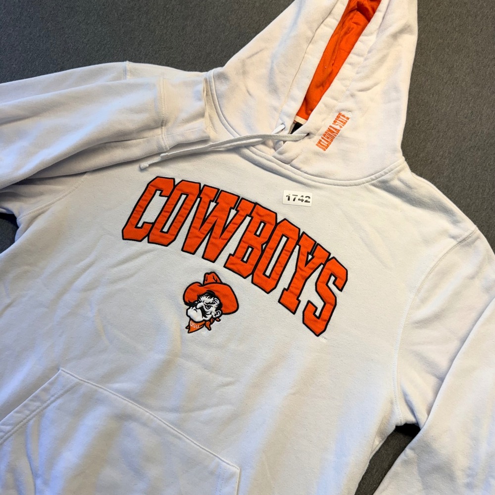 Colosseum Oklahoma State Cowboys Hoodie Mens Large White OSU Pistol Pete Logo